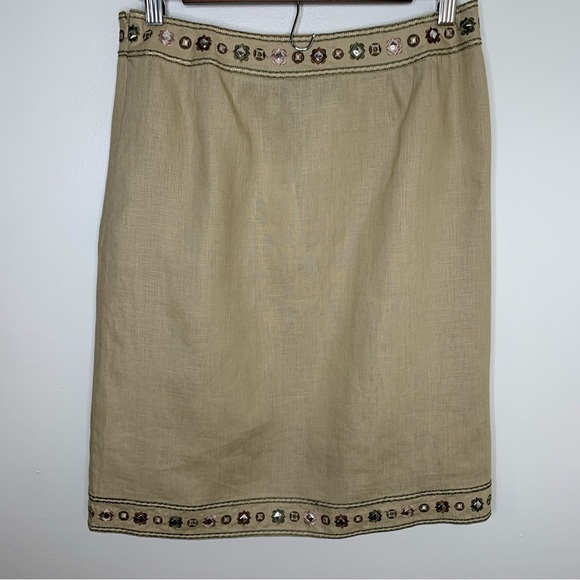 Martha B Size 4 Linen Short Skirt Southwest & Stud Accents Tassel Waist Tie New - Picture 8 of 10